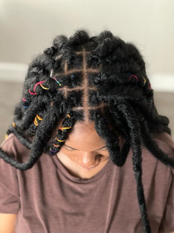 Child's twists finished with coloured beads